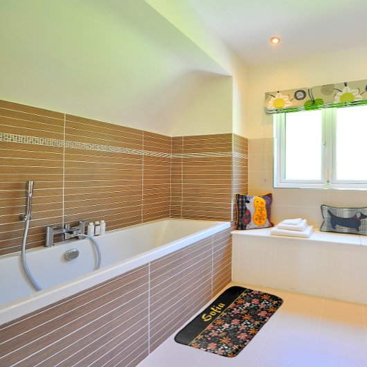 Tapis De Bain Aquarelle motif rose jaune orange