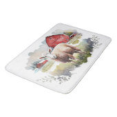 Tapis De Bain Aquarelle Mouton Avec Grange Rouge (Angle)