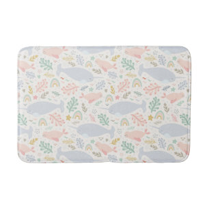 Tapis De Bain Aquarelle Narwhal et Motif de phoque
