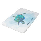 Tapis De Bain Aquarelle Océan côtier de la tortue marine (Angle)