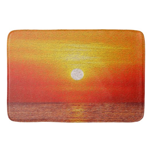 Tapis De Bain Aquarelle Océan Sunset Summer Beach Waves (Devant)