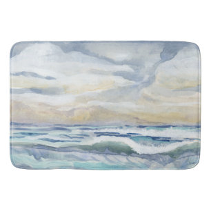 Tapis De Bain Aquarelle Ocean Wave Beach Coastal Home Decor