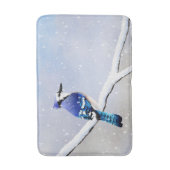 Tapis De Bain Aquarelle Oiseau de neige d'hiver Jay bleu (Devant (Vertical))