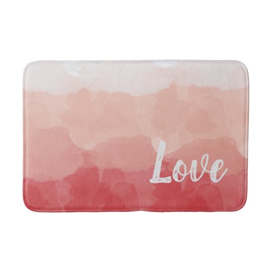 Tapis De Bain Aquarelle Ombre rouge et rose Gradient Love (Devant)