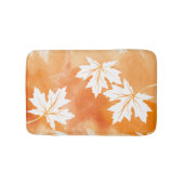 Tapis De Bain Aquarelle orange moderne et feuilles d'érable blan (Devant)