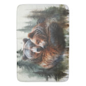 Tapis De Bain Aquarelle Ours & Arbres Sauvage rustique (devant Vertical)