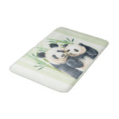 Tapis De Bain Aquarelle Panda Ours Maman & Bébé en Bambou (Angle)