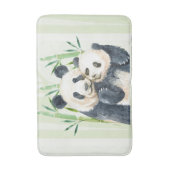 Tapis De Bain Aquarelle Panda Ours Maman & Bébé en Bambou (Devant (Vertical))