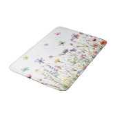 Tapis De Bain Aquarelle papillons fleur sauvage prairie délicate (Angle)