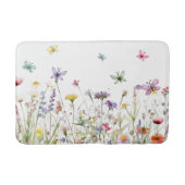 Tapis De Bain Aquarelle papillons fleur sauvage prairie délicate (Devant)