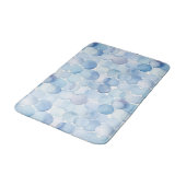 Tapis De Bain Aquarelle Pastel Bleu Cercles Blancs Motif (Angle)