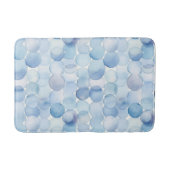 Tapis De Bain Aquarelle Pastel Bleu Cercles Blancs Motif (Devant)
