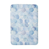 Tapis De Bain Aquarelle Pastel Bleu Cercles Blancs Motif (Devant (Vertical))