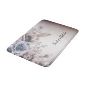Tapis De Bain Aquarelle Pastel Bleu Fleurs Beige Élégant (Angle)