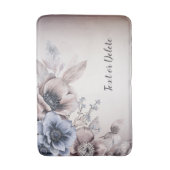 Tapis De Bain Aquarelle Pastel Bleu Fleurs Beige Élégant (Devant (Vertical))