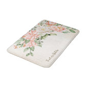 Tapis De Bain Aquarelle Pêche Fleurs blanches Élégant (Angle)