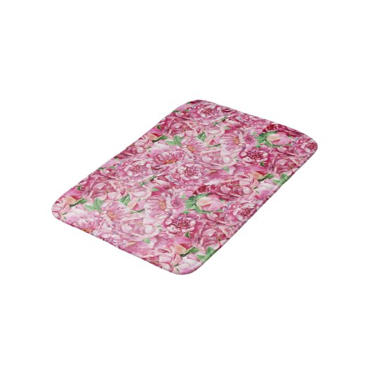 Tapis De Bain Aquarelle Pink Peonies (Angle)