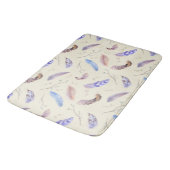 Tapis De Bain Aquarelle Plumes Feuilles et Branches Motif (Angle)