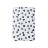 Tapis De Bain Aquarelle. Point de polka bleu. (Devant (Vertical))