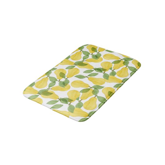Tapis De Bain Aquarelle Poires : Motif peint à la main (Angle)
