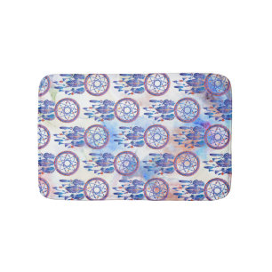 Tapis De Bain Aquarelle rose bleu Dreamcatcher Moderne Boho
