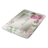 Tapis De Bain Aquarelle rose cadre floral brillant Bronze élégan (Angle)