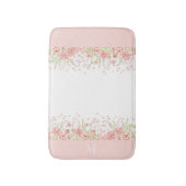 Tapis De Bain Aquarelle rose Fleur sauvage Monogramme (Devant (Vertical))
