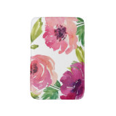 Tapis De Bain Aquarelle Rose Floral en rose et violet (Devant (Vertical))