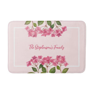 Tapis De Bain Aquarelle rose Hydrangée Lacecaps Illustration