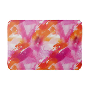 Tapis De Bain Aquarelle rose orange Abstrait