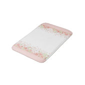 Tapis De Bain Aquarelle rose Pêche blanc Bordure florale (Angle)