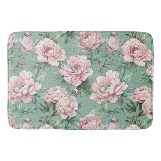 Tapis De Bain Aquarelle rose Peony (Devant)