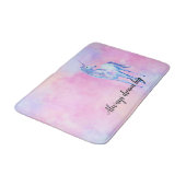 Tapis De Bain Aquarelle rose Purple Unicorne (Angle)