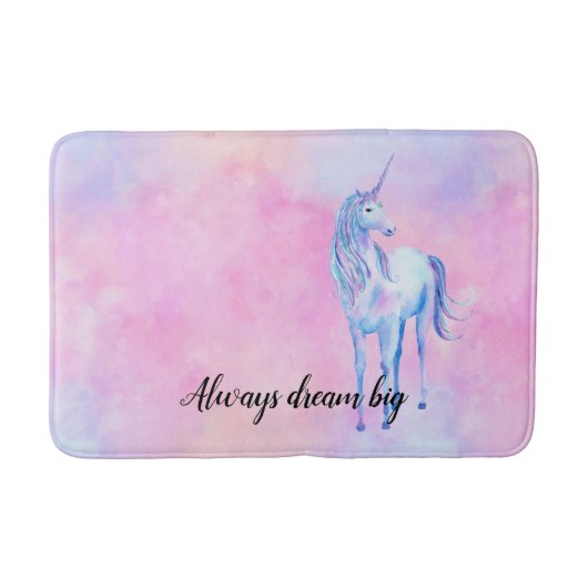 Tapis De Bain Aquarelle rose Purple Unicorne (Devant)