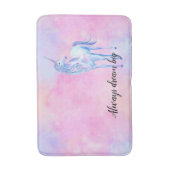 Tapis De Bain Aquarelle rose Purple Unicorne (Devant (Vertical))
