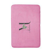Tapis De Bain Aquarelle rouge fleur sauvage monogramme rose (Devant (Vertical))