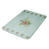 Tapis De Bain Aquarelle Rouge Gerbera Daisy avec Vert Bath Ma (Angle)