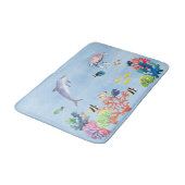 Tapis De Bain Aquarelle sous-marine Tropical Fish Dolphin Turtle (Angle)