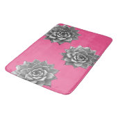 Tapis De Bain Aquarelle Succulente Gris sur rose chaud (Angle)