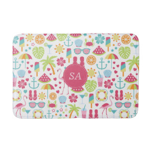 Tapis De Bain Aquarelle Sun Flip Flop Summer Beach Thème