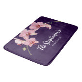 Tapis De Bain Aquarelle teinte rose Orchidées Peinture (Angle)