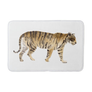 Tapis De Bain Aquarelle Tigre Marcher