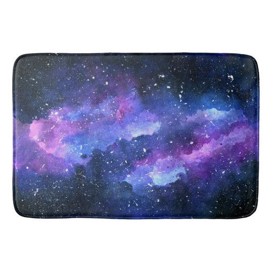 Tapis De Bain Aquarelle Universe de l'espace galaxique violet (Devant)
