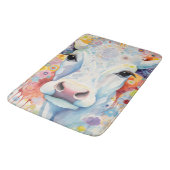 Tapis De Bain Aquarelle Vache Blanche Bulles Douce (Angle)