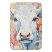 Tapis De Bain Aquarelle Vache Blanche Bulles Douce (devant Vertical)