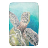 Tapis De Bain Aquarelle verte de la tortue marine (devant Vertical)