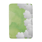 Tapis De Bain Aquarelle verte et fleurs blanches (Devant (Vertical))