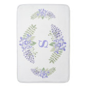 Tapis De Bain Aquarelle violet Floral Monogramme Élégant (devant Vertical)