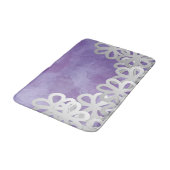 Tapis De Bain Aquarelle violette et fleurs blanches (Angle)