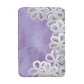 Tapis De Bain Aquarelle violette et fleurs blanches (Devant (Vertical))
